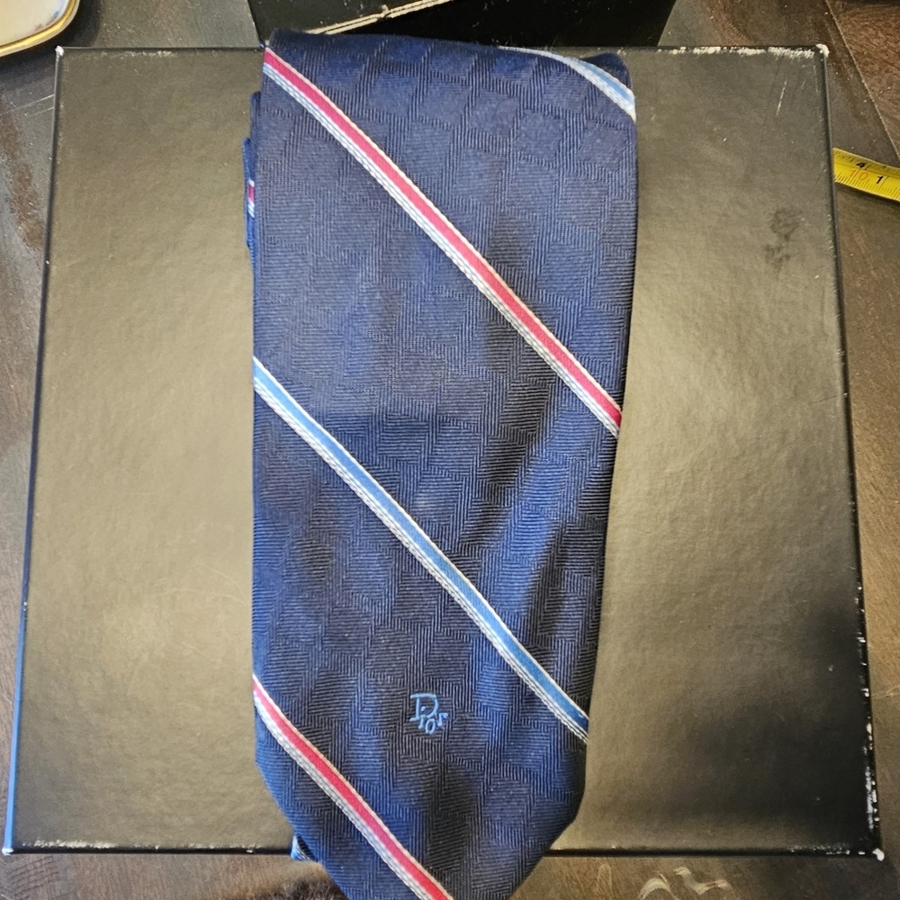 Dior Men's Tie Collection - Blue, Gold, Red Accents